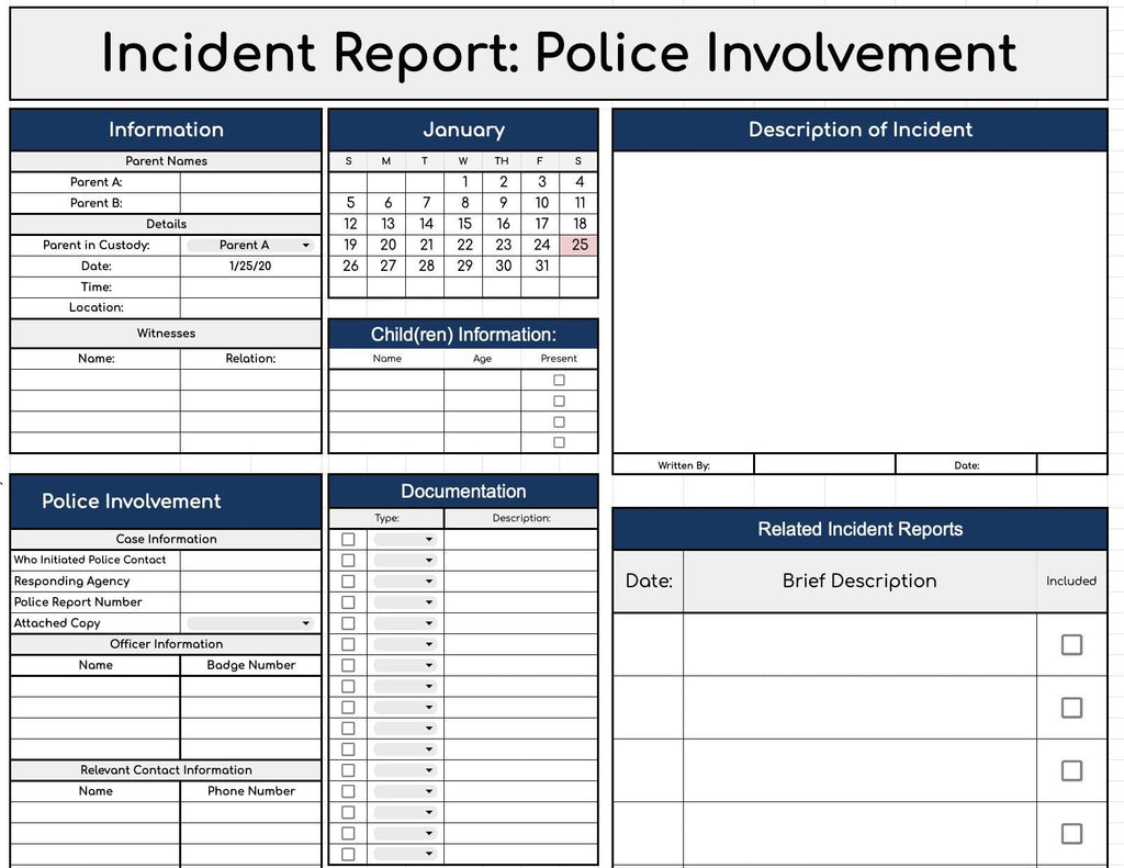 Coparenting Incident Report Templates