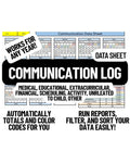 Communication Log Data Sheet- Works for Any Year!