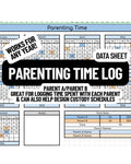 Parenting Time Log Data Sheet- Works for Any Year!