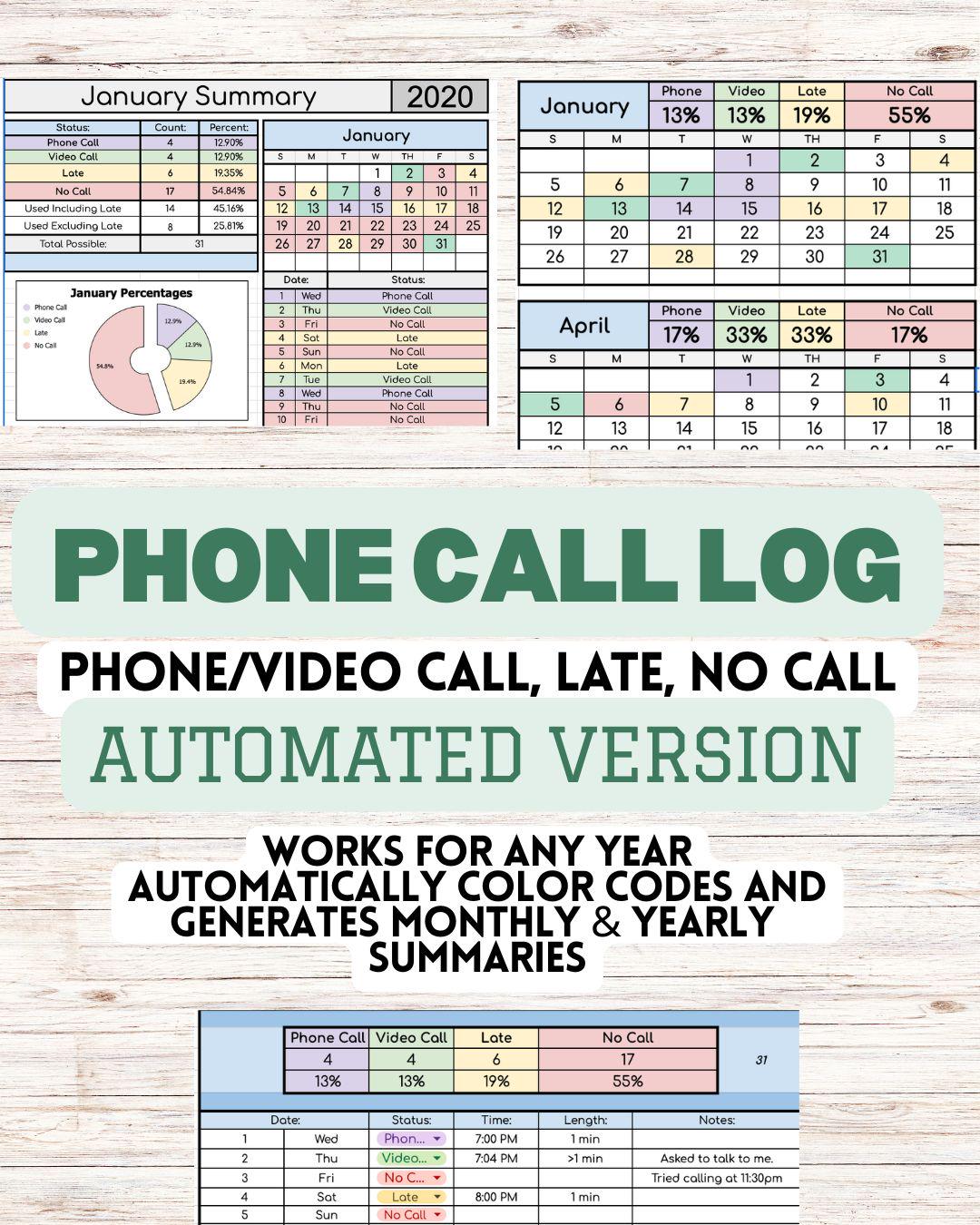 Custody Communication Log – Phone, Video, No Call