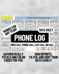 Phone Log Data Sheet- Works for Any Year!