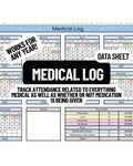 Medical Log Data Sheet- Works for Any Year!