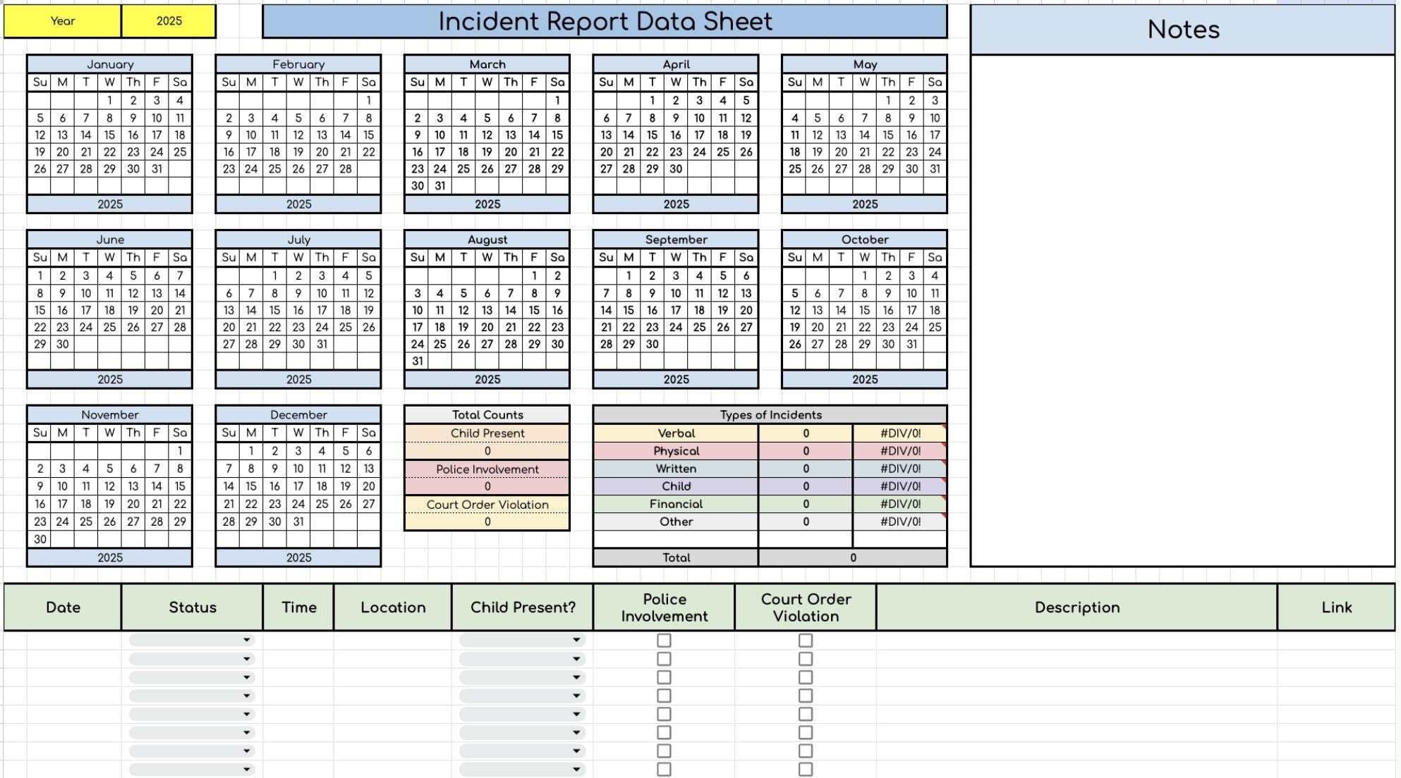 Incident Report BUNDLE (Data Sheet AND Templates)
