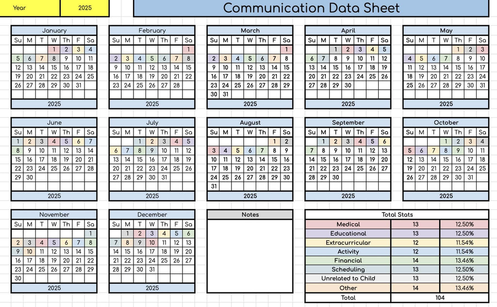 Communication Log Data Sheet- Works for Any Year!