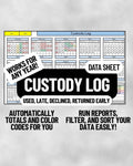 Custody Log Data Sheet- Works for Any Year!