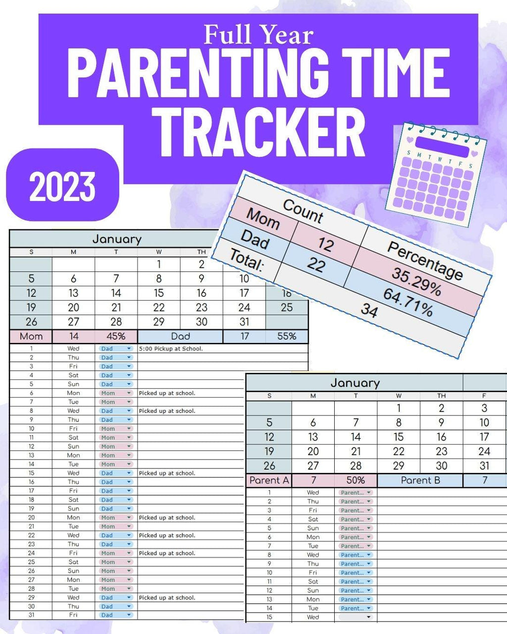 BYOB: Parenting Time Log 2023