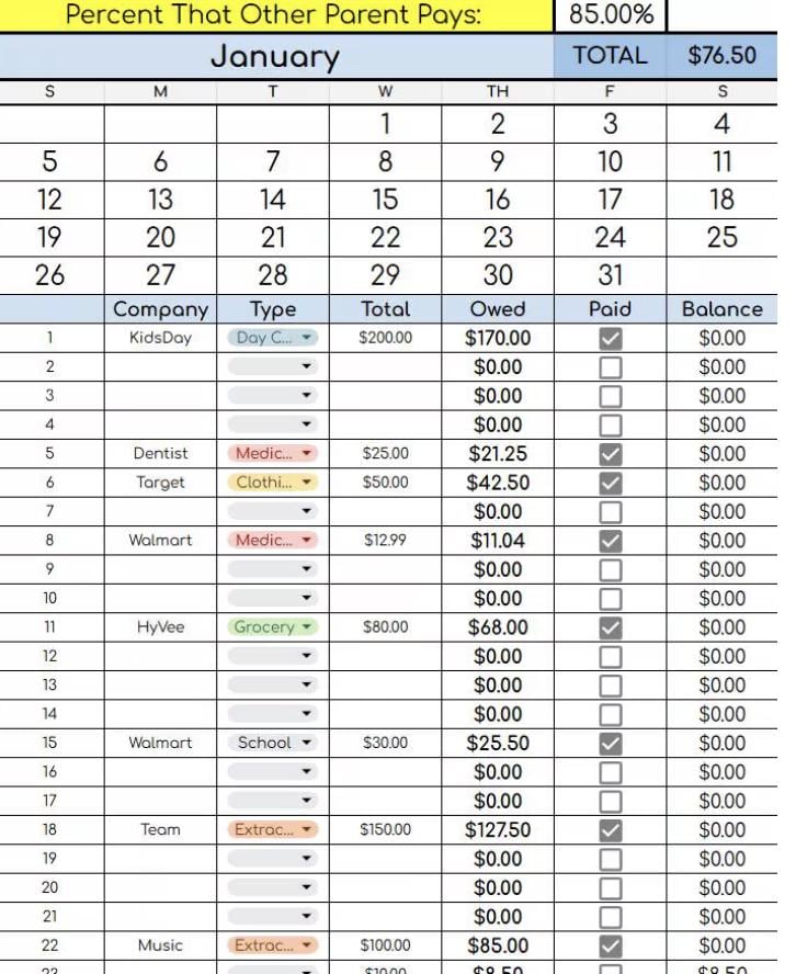 BYOB: Child Expenses Log 2026