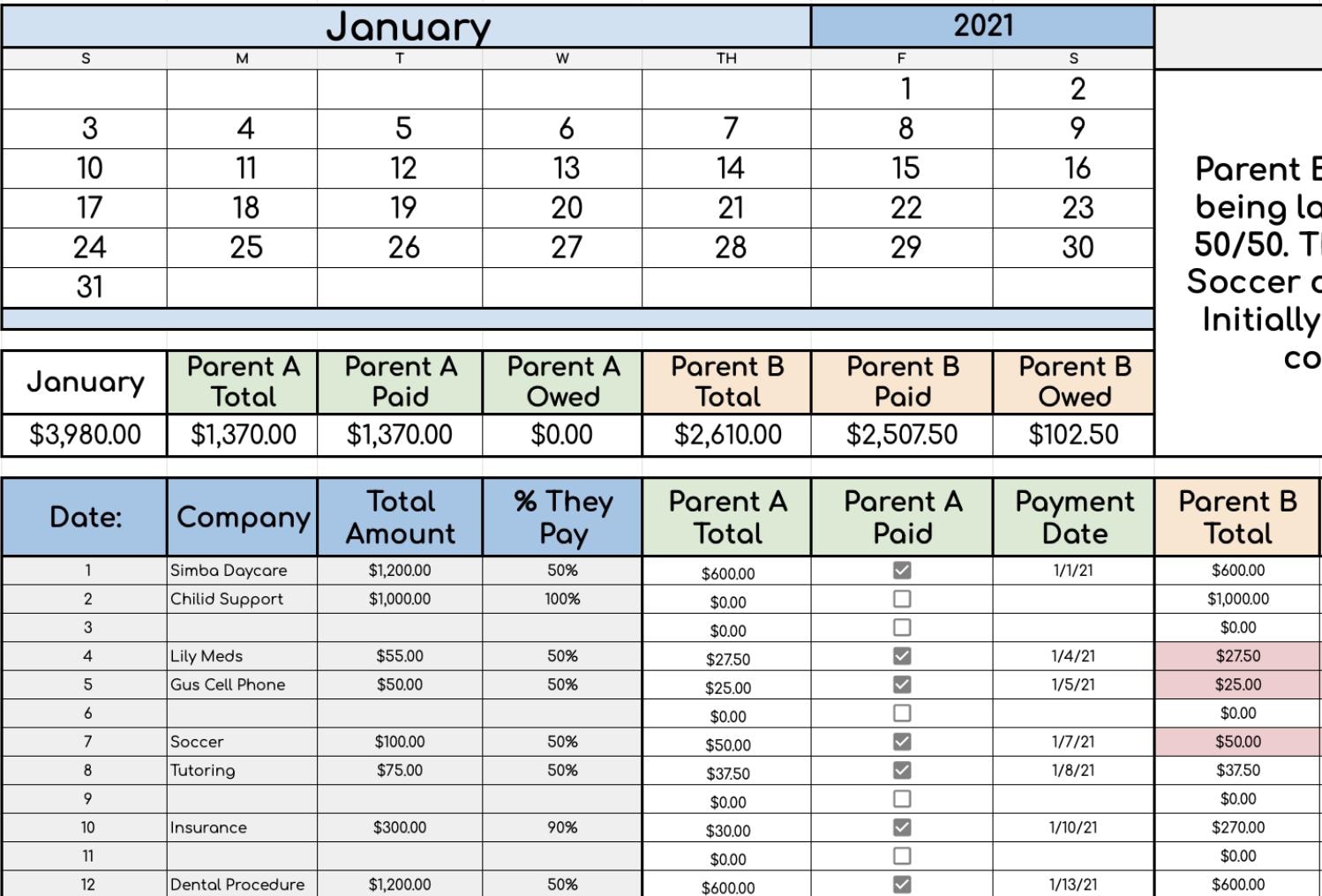 Automated Child Expenses
