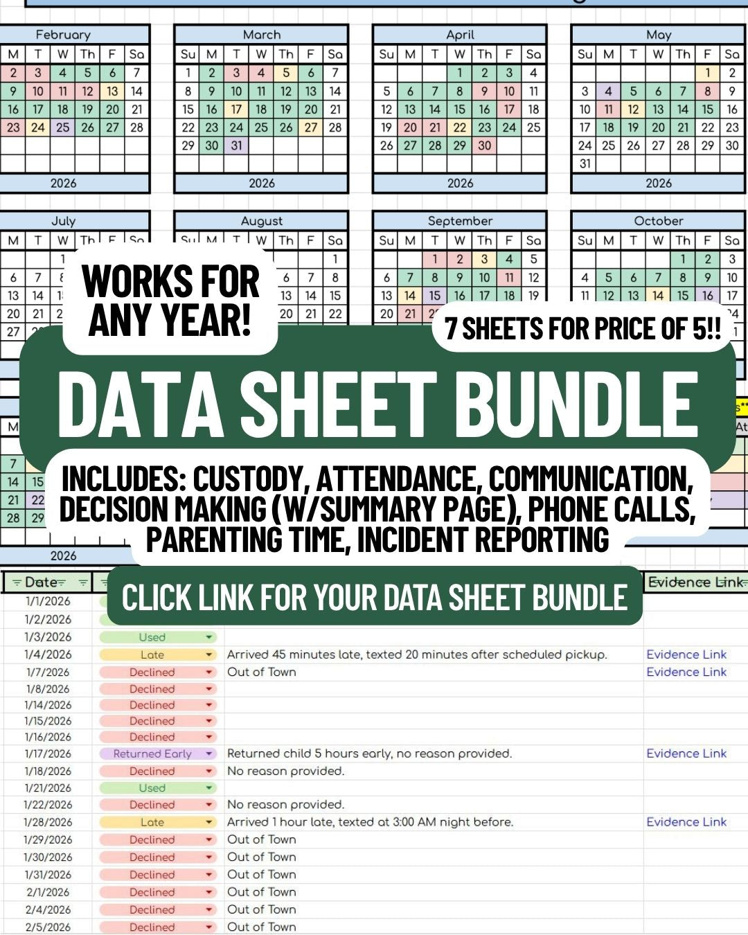 DATA SHEET BUNDLE! 7 most popular sheets included