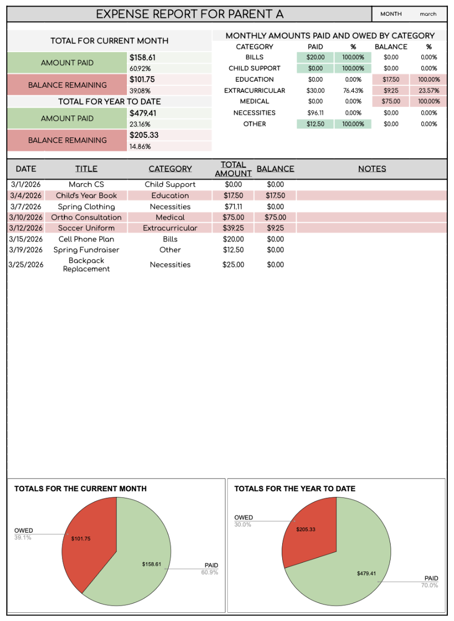 Child Expenses | REPORTS+ VERSION | Works for any year. | Automatically generates all reports.