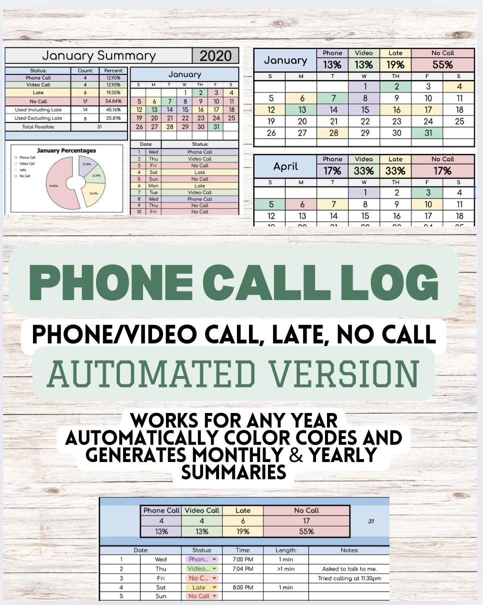 Custody Communication Log – Phone, Video, No Call
