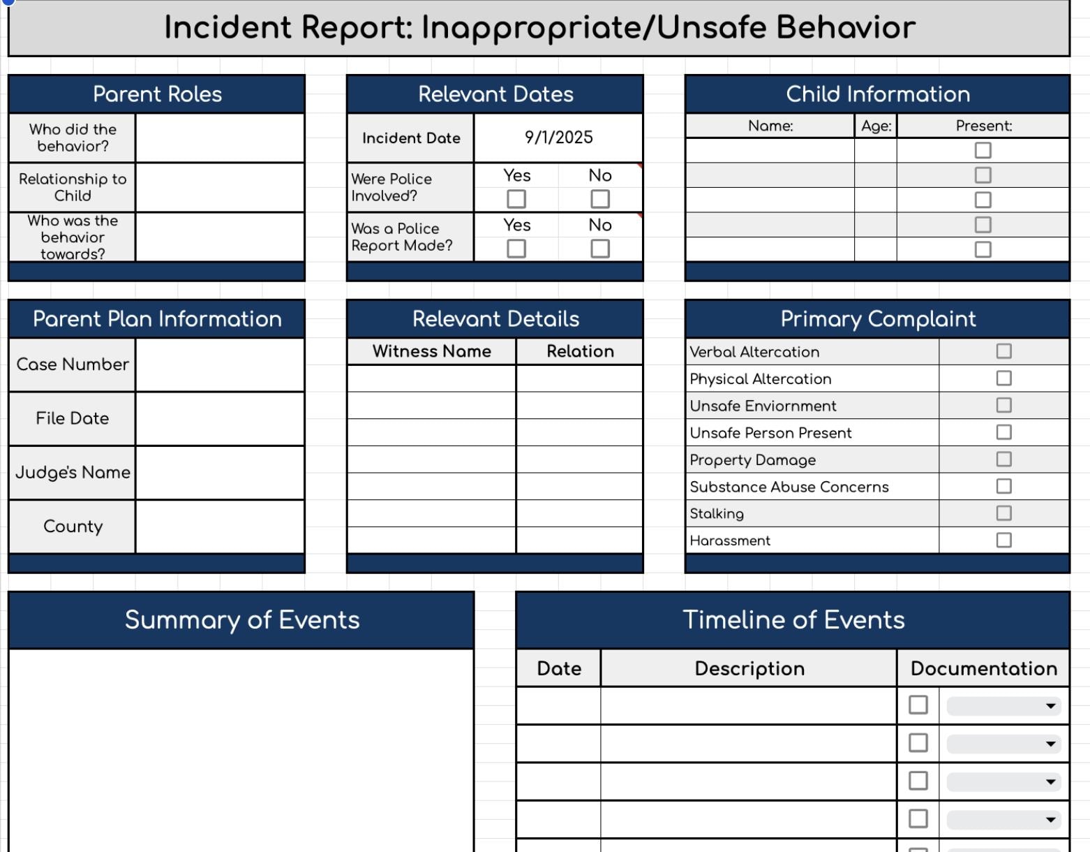 Incident Report BUNDLE (Data Sheet AND Templates)