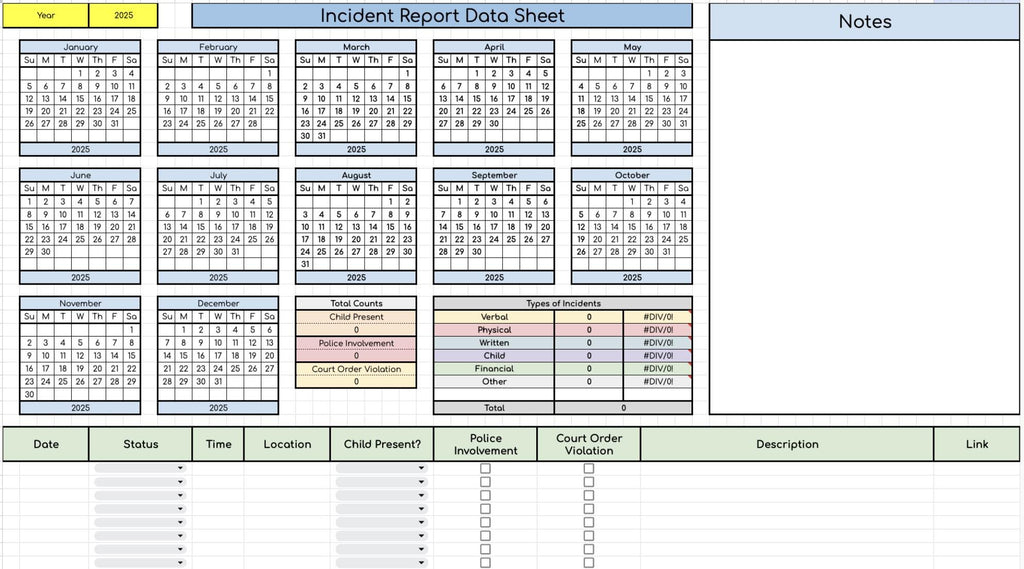 Incident Report- DATA SHEET ONLY-