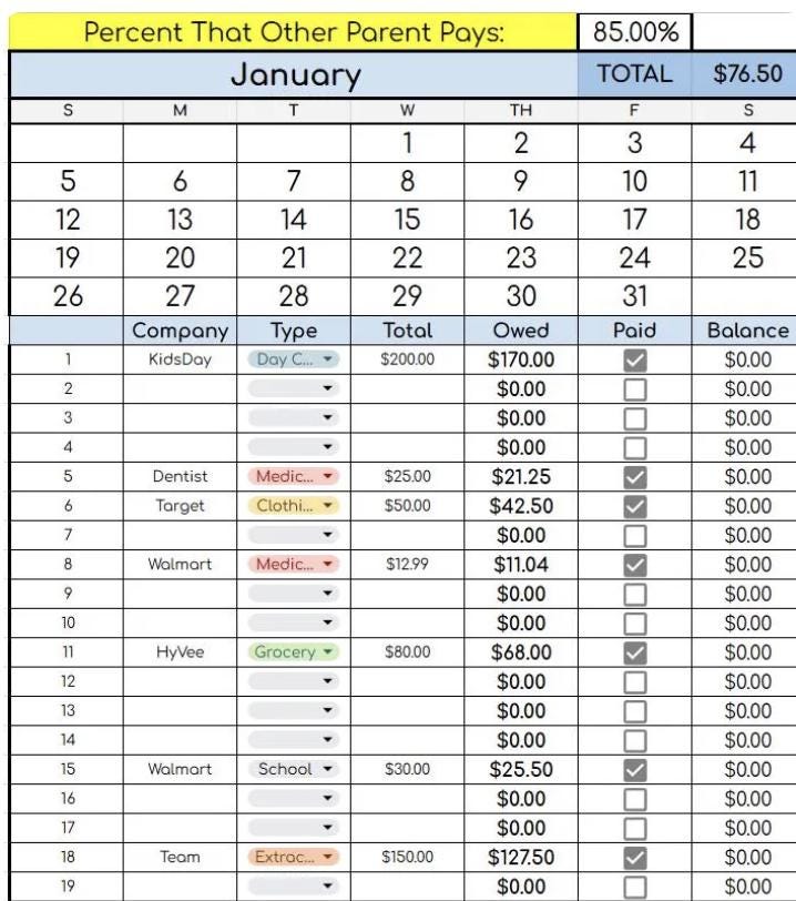 BYOB: Child Expenses 2024
