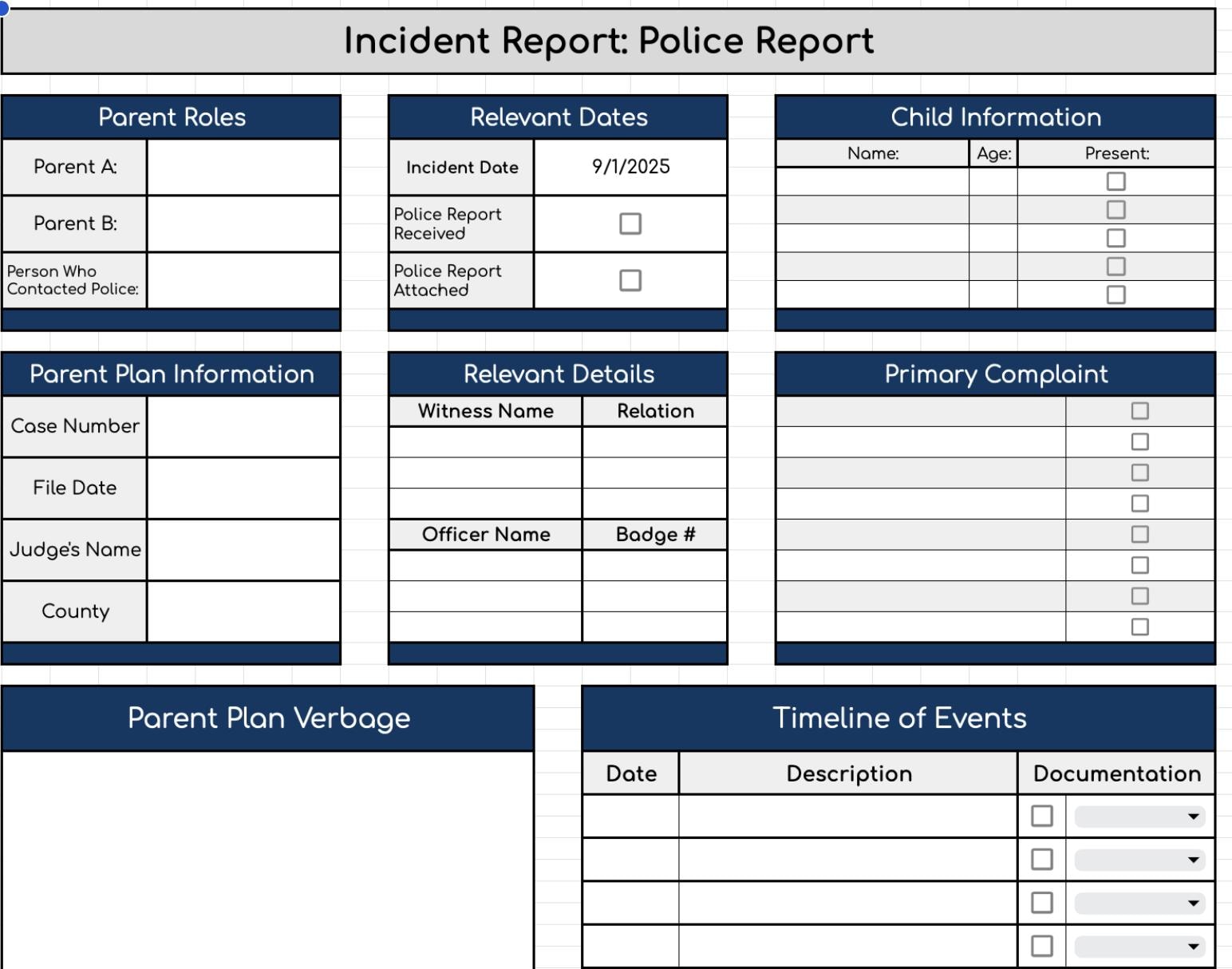 Incident Report BUNDLE (Data Sheet AND Templates)