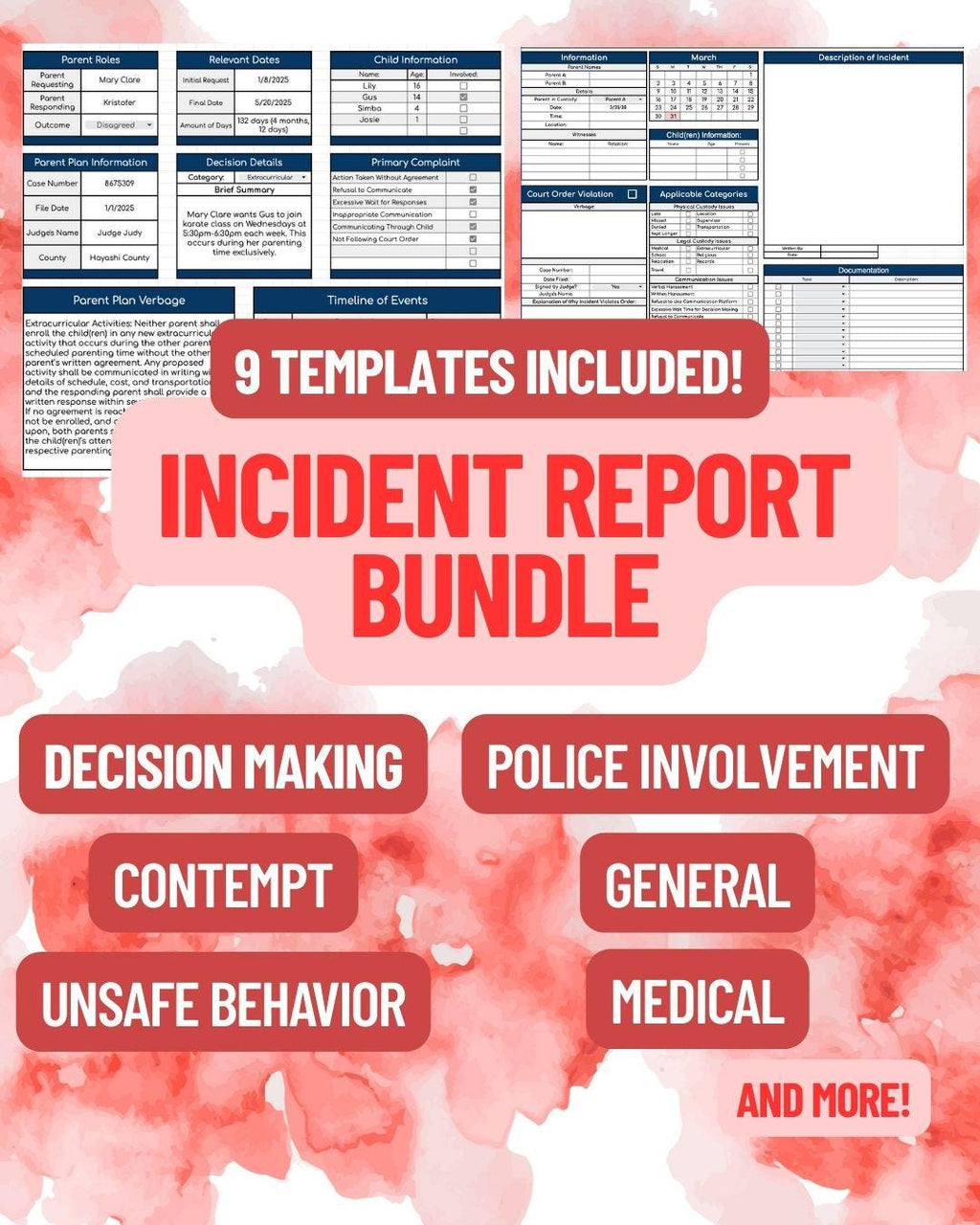 Coparenting Incident Report Templates