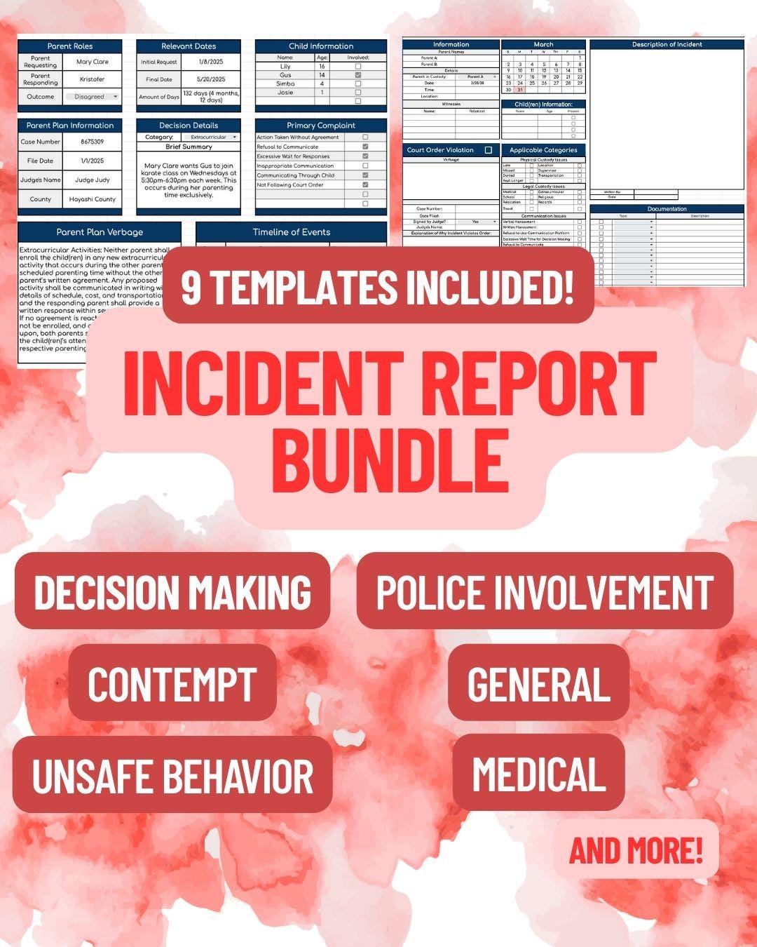 Coparenting Incident Report Templates