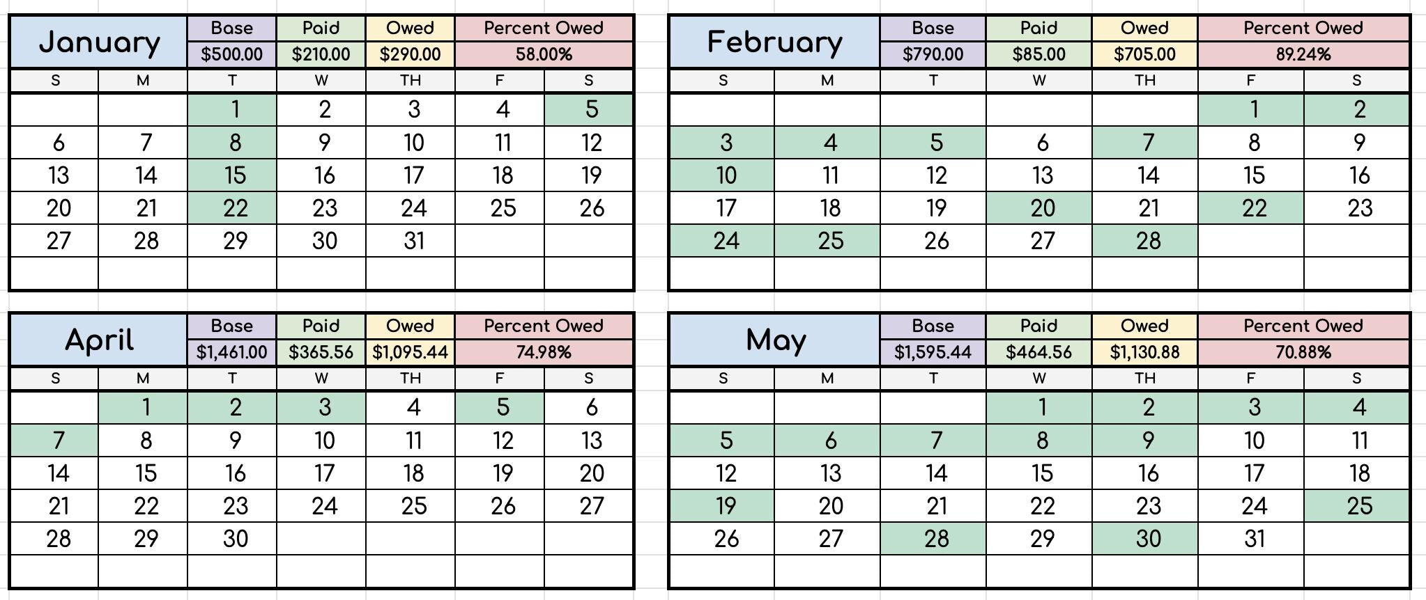 AUTOMATED Child Support Log with Monthly/Yearly Summary Sheets