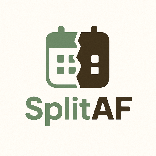 “SplitAF logo – co-parenting documentation tools for custody, communication, and organization.”